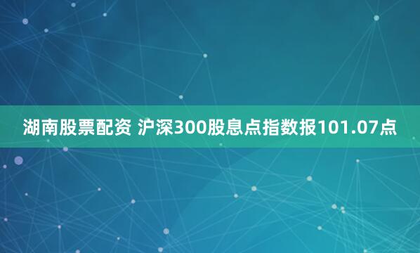 湖南股票配资 沪深300股息点指数报101.07点